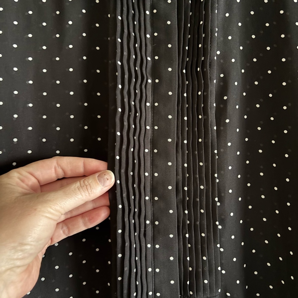 Halogen Black Polka Dot Button Down Blouse Sz XL - Picture 2 of 5